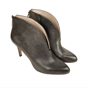 Louise et Cie Ghisonni Metallic Gold Black Heeled Booties Leathe Women's Size 10